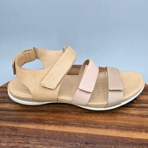 Ecco Flash Strap Sandals Women's 10 41 Multicolor Leather Adjustable Comfort